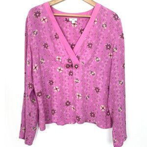 J. Jill Long Sleeve Printed Beaded Blouse